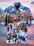 Christmas Train Shirts Men's Santa Claus Shirts Festival Short Sleeve Tops