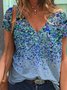 Casual Print V-neck T-shirt