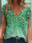 Casual Print V-neck T-shirt