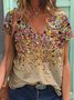 Casual Print V-neck T-shirt