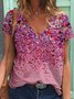 Casual Print V-neck T-shirt