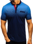 Casual Henley Collar Ombre Polo Shirts & Tops