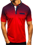 Casual Henley Collar Ombre Polo Shirts & Tops