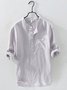 Men's casual linen white long sleeve shirt