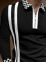 Mens Striped Print Casual Breathable Polo Shirt