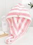 Thick Striped Coral Fleece Cationic Dry Hair Cap
