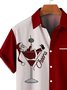 Men Santa With Gifts Bag Print Pocket Front Short Sleeves Shirt