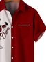 Men Santa With Gifts Bag Print Pocket Front Short Sleeves Shirt