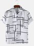 Men's shirt white cotton irregular lines plain loose thin short sleeves