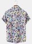 Vacation Leisure Music Element Musical Note Pattern Hawaiian Style Printed Shirt Top