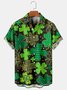 Mens St Patrick's Day Shamrock Print Casual Breathable Short Sleeve Hawaiian Shirts