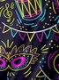 Mens Mardi Gras Carnival Masks & Music Print Casual Breathable Short Sleeve Hawaiian Shirts