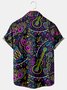 Mens Mardi Gras Carnival Masks & Music Print Casual Breathable Short Sleeve Hawaiian Shirts