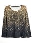 CLEARANCE Gold Sparkling Tie-Dye Print Christmas Women Casual Blouse