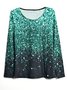CLEARANCE Gold Sparkling Tie-Dye Print Christmas Women Casual Blouse