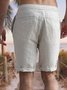Men's Cotton Linen Style Elastic Waist Casual Shorts