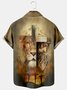 Mens Cross Print Casual Breathable Short Sleeve Shirt