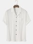 Men's Striped Textured Seersucker Wrinkle-Free Casual Short Sleeve Shirt with Pockets