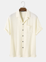 Men's Striped Textured Seersucker Wrinkle-Free Casual Short Sleeve Shirt with Pockets