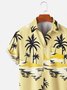 Men's Vintage Wrinkle Free Casual Shirts Beach Palms Sunset Seersucker Tops