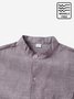 Men's Seersucker Wrinkle Free Casual Striped Stand Collar Shirts Plus Size Tops