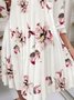 Pleated Long Sleeve Floral Dresses