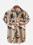Men's Vintage Wrinkle Free Casual Shirts Beach Palms Sunset Seersucker Tops