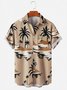 Men's Vintage Wrinkle Free Casual Shirts Beach Palms Sunset Seersucker Tops