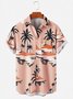 Men's Vintage Wrinkle Free Casual Shirts Beach Palms Sunset Seersucker Tops