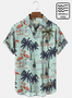 Men's Vintage Hawaiian Shirt Palm Tree Men's Cotton Plus Size Seersucker Top