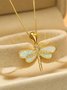 Ethnic Vintage White Opal Dragonfly Ladies Pendant Necklace Dresses Jewelry