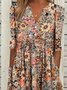 Floral V Neck Casual Midi Dress for Women