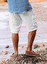 Men's Leisure Holiday Solid Color Cotton Linen Multi-Pocket Beach Cargo Shorts