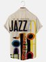 Men's Vintage Casual Shirts Beach Holiday Jazz Musical Instrument Wrinkle Free Tops