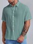 Men's Seersucker Wrinkle-Free Solid Color Casual Basic Short Sleeve Shirt