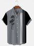 Men's 50'S Vintage Casual Breathable Shirts Plus Size Palm Tree Print Short Sleeve Camp Shirts