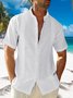 Men's Cotton Linen Stand Collar Short Sleeve Shirt