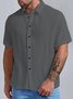 Men's Seersucker Wrinkle-Free Solid Color Casual Basic Short Sleeve Shirt