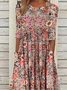 A-Line Casual Half Sleeve Round Neck Floral Midi Dress for Women