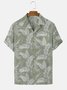 Men's Plain Cotton Linen Palm Leaf Loose Short Sleeve Shirt