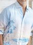 Light Blue Ombre/tie-Dye Holiday Series Printed Cotton-Blend Shirts & Tops