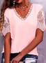 Women Solid Paneled Short Sleeve Casual Shirts & Tops