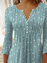 Geometric Printed Jersey Casual Three Quarter Sleeve Plus Size Tops