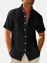 Cotton Linen Casual Stand Collar Short Sleeve Men's Shirt