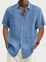 Men's Casual Basics Geometric Short Sleeve Shirt Printed Short Sleeve Cotton Linen Shirt