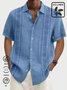 Men's Casual Basics Geometric Short Sleeve Shirt Printed Short Sleeve Cotton Linen Shirt