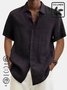 Men's Solid Color Cotton Linen Button Short Sleeve Shirt