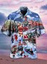 Christmas Train Shirts Men's Santa Claus Shirts Festival Short Sleeve Tops