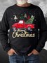 Men Christmas Tree Truck Crew Neck Casual Regular Fit Sweatshirt