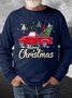 Men Christmas Tree Truck Crew Neck Casual Regular Fit Sweatshirt